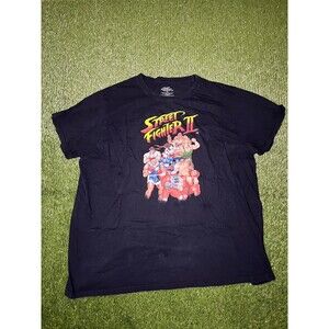 Capcom Street Fighter II Men’s Black Graphic Crew Neck T-Shirt 3X Big & Tall